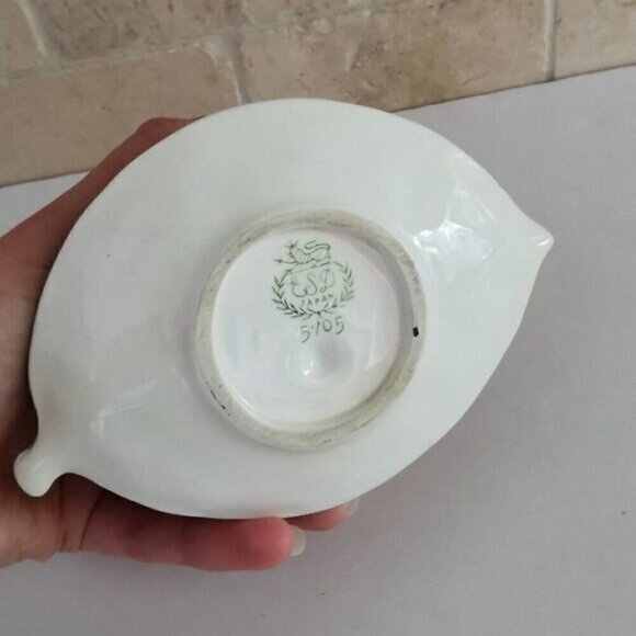 Vintage ESD Japan Apple Shaped Jam Jar Lidded Honey Pot Ceramic Lefton Leaf - Picture 6 of 8